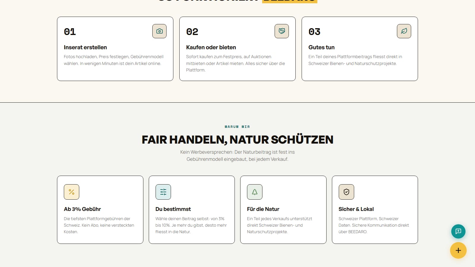 Beedaro: weiterer Ausschnitt Desktop